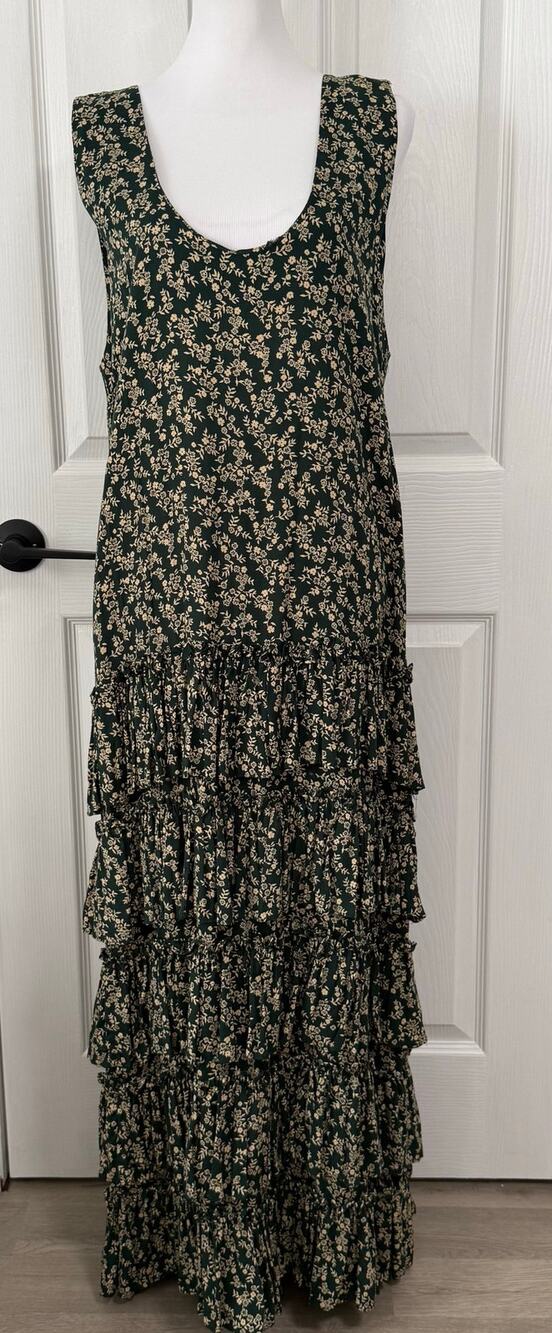 Vintage Broomskirts by Lucia Lukken Floral Tiered Dropwaist Dress Size Medium